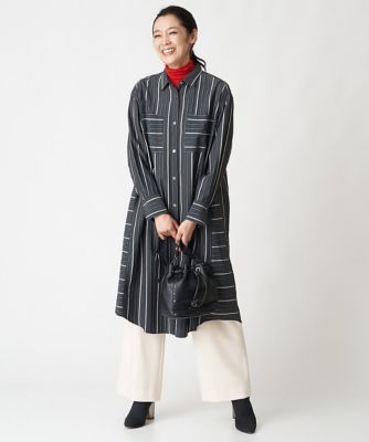 ［日本製］ドビーストライプシャツワンピース
