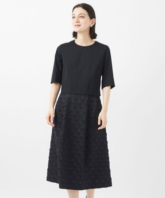 ＜GEORGES RECH (Women/小さいサイズ)＞［日本製］ダイヤカットジャガードドッキングワンピース