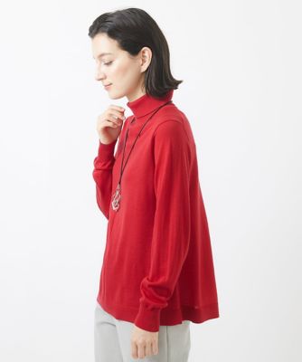 アンサンブル対応］ハイゲージウールタートルネックAラインニット