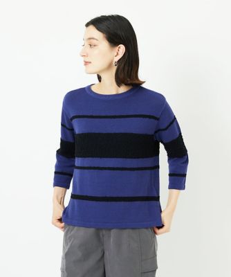 ＜GEORGES RECH (Women/小さいサイズ)＞スラブボーダー８分袖ニット