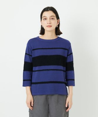 ジョルジュ・レッシュ（ES RECH）/スラブボーダー8分袖ニット スラブボーダー8分袖ニット | GEORGES RECH (Women/小さいサイズ
