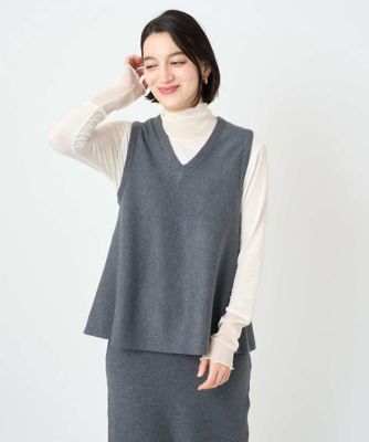 ＜GEORGES RECH (Women/小さいサイズ)＞［セットアップ対応］Ｖネックフレアニットベスト