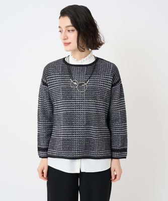 ジョルジュ・レッシュ（ES RECH）/ブークレチェックジャカード7分袖ニット ブークレチェックジャカード7分袖ニット | GEORGES RECH (Women
