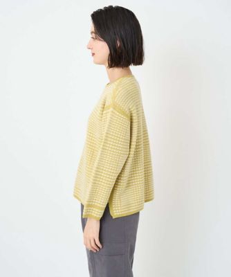 ブークレチェックジャカード7分袖ニット | GEORGES RECH (Women