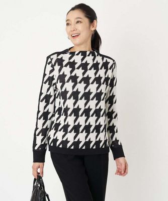 ＜GEORGES RECH (Women/小さいサイズ)＞［日本製］ブークレ千鳥ジャカードニット