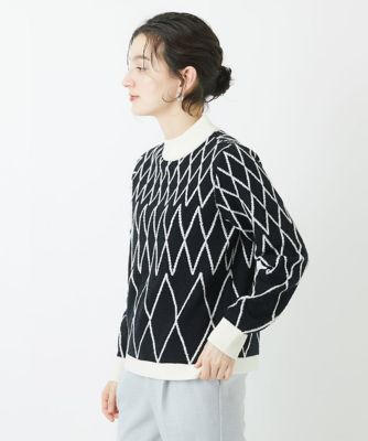 ブークレダイヤジャガードハイネックニット