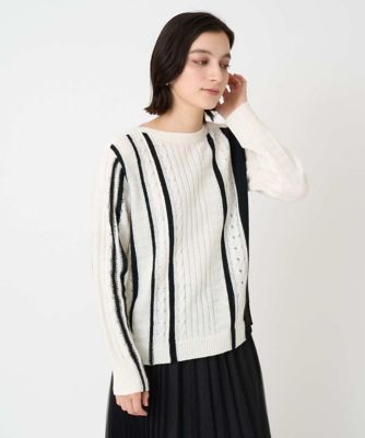 【NEW】ジョルジュ・レッシュ（ES RECH）/バイカラーストライプケーブルニット バイカラーストライプケーブルニット | GEORGES RECH (Women/小さい