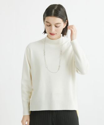 配色スリットボタンハイネックニット