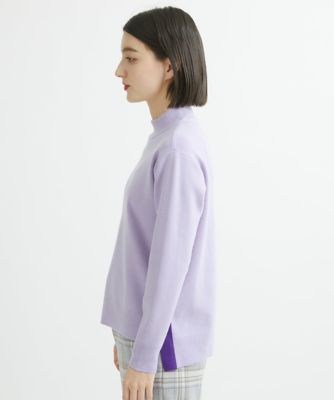 配色スリットボタンハイネックニット