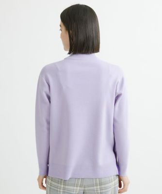 配色スリットボタンハイネックニット