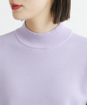 配色スリットボタンハイネックニット