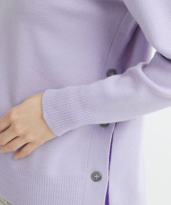 配色スリットボタンハイネックニット