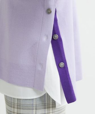 配色スリットボタンハイネックニット
