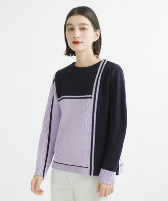 ＜GEORGES RECH (Women/小さいサイズ)＞［日本製］カラーブロックミニボートネックニット
