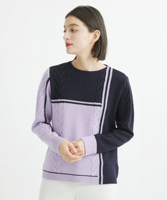 ES RECH / ジョルジュ・レッシュ [日本製]カラーブロックミニボートネックニット 日本製］カラーブロックミニボートネックニット | GEORGES RECH