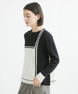 ES RECH / ジョルジュ・レッシュ [日本製]カラーブロックミニボートネックニット 日本製］カラーブロックミニボートネックニット | GEORGES RECH