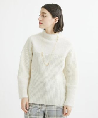 ＜GEORGES RECH (Women/小さいサイズ)＞ヘアリーブークレヤーンボトルネックニット