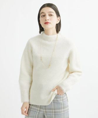 ヘアリーブークレヤーンボトルネックニット