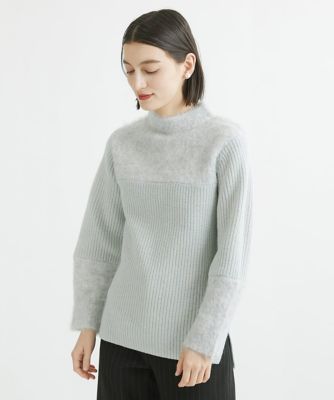 ヘアリーブークレヤーンボトルネックニット