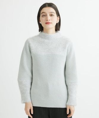 ヘアリーブークレヤーンボトルネックニット