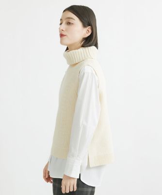 ES RECH / ジョルジュ・レッシュ カノコ編オフタートルニットベスト カノコ編オフタートルニットベスト | GEORGES RECH (Women