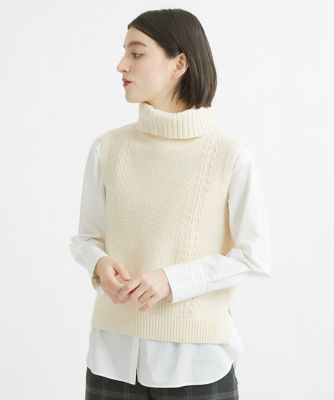 ES RECH / ジョルジュ・レッシュ カノコ編オフタートルニットベスト カノコ編オフタートルニットベスト | GEORGES RECH (Women