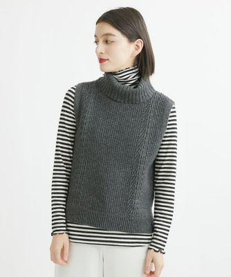 ES RECH / ジョルジュ・レッシュ カノコ編オフタートルニットベスト カノコ編オフタートルニットベスト | GEORGES RECH (Women