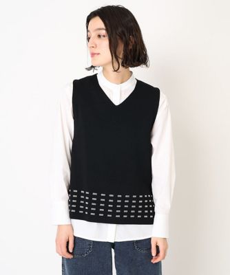 ジョルジュ・レッシュ（ES RECH）/スクエアジャガードニットベスト スクエアジャガードニットベスト | GEORGES RECH (Women/小さいサイズ