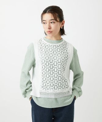 ＜GEORGES RECH (Women/小さいサイズ)＞幾何レースショートニットベスト