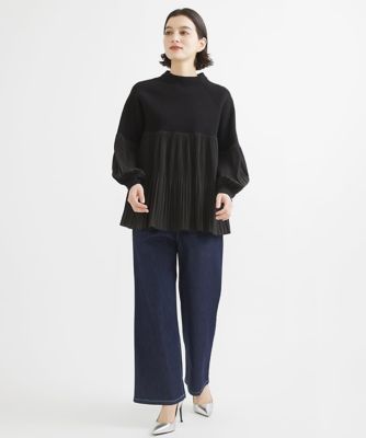 コットンアクリルプリーツコンビニット