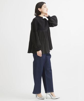 コットンアクリルプリーツコンビニット
