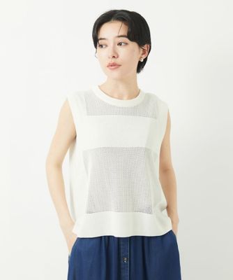 GEORGES RECH (Women/小さいサイズ)/ジョルジュレッシュ バックスリットメッシュニットジレ