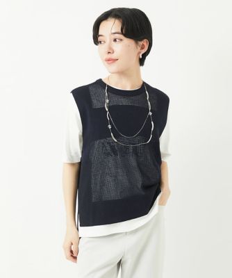 バックスリットメッシュニットジレ