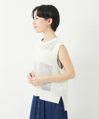 バックスリットメッシュニットジレ