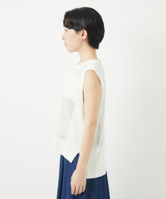 バックスリットメッシュニットジレ
