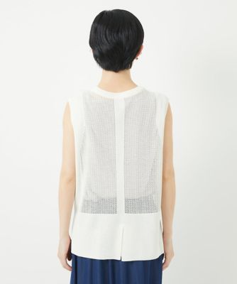 バックスリットメッシュニットジレ