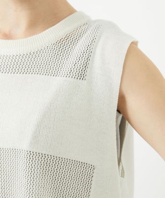 バックスリットメッシュニットジレ
