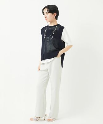 バックスリットメッシュニットジレ