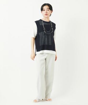 バックスリットメッシュニットジレ