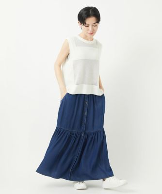 バックスリットメッシュニットジレ