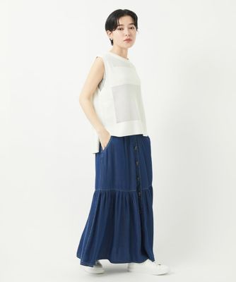 バックスリットメッシュニットジレ