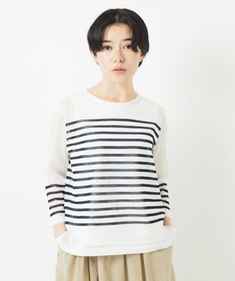 シアーボーダーボートネックラメニット