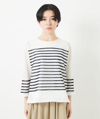 シアーボーダーボートネックラメニット