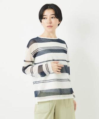 ＜GEORGES RECH (Women/小さいサイズ)＞メッシュボーダーニット