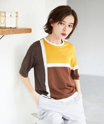 ＜GEORGES RECH (Women/小さいサイズ)＞カラーブロックインターシャニット