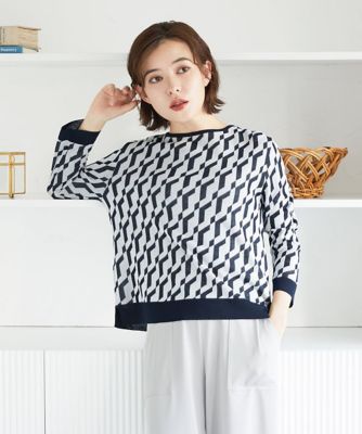 ＜GEORGES RECH (Women/小さいサイズ)＞［日本製］ハイゲージ幾何ジャカードニット