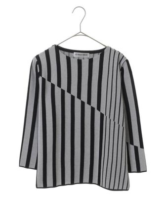 ストライプダブルジャカードニット