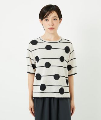 ES RECH / ジョルジュ・レッシュ ペーパーヤーンドット5分袖ニット ペーパーヤーンドット5分袖ニット | GEORGES RECH (Women