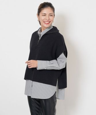 ＜GEORGES RECH (Women/小さいサイズ)＞ハーフジップ片畦ニットベスト