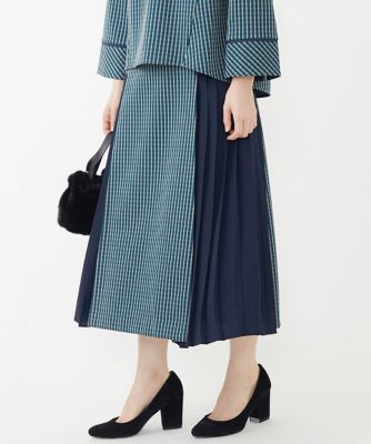 ジョルジュ・レッシュ（ES RECH）/[セットアップ対応]チェックジャガードサイドプリーツスカート セットアップ対応］チェックジャガードサイドプリーツスカート
